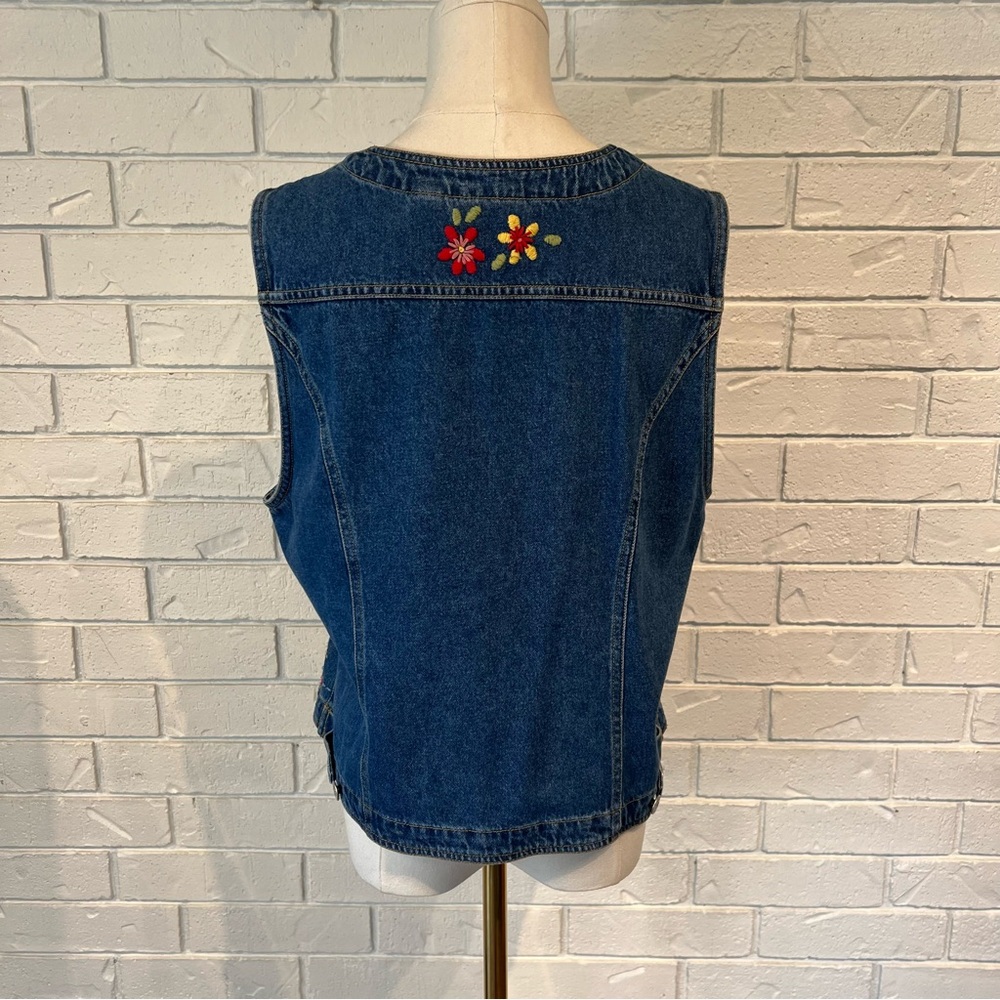 Vintage 90s y2k Susan Bristol Embroidered Denim Vest women’s M - Picture 5 of 8
